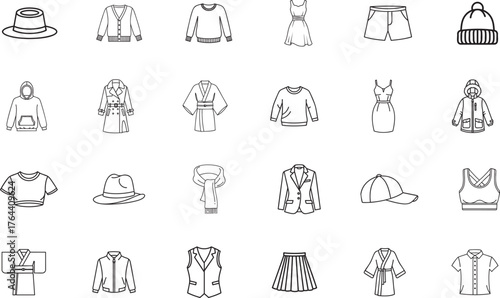 Clothing line fashion outfit design icon