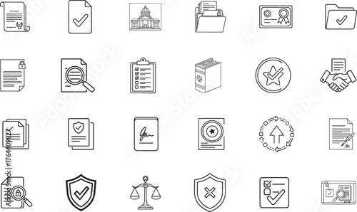 Compliance rule regulation approval line icon
