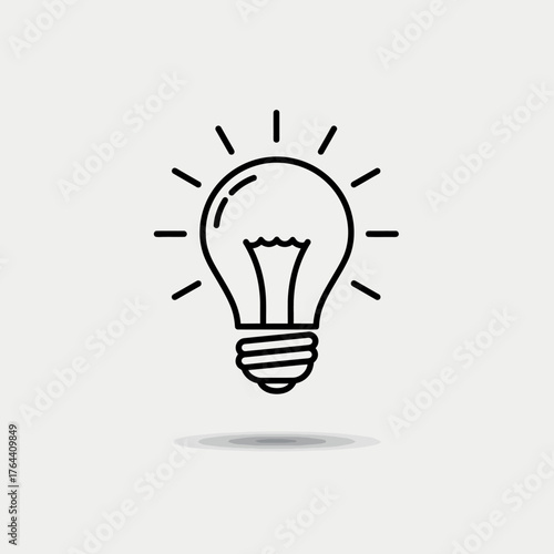 Illuminated idea lightbulb shines brightly