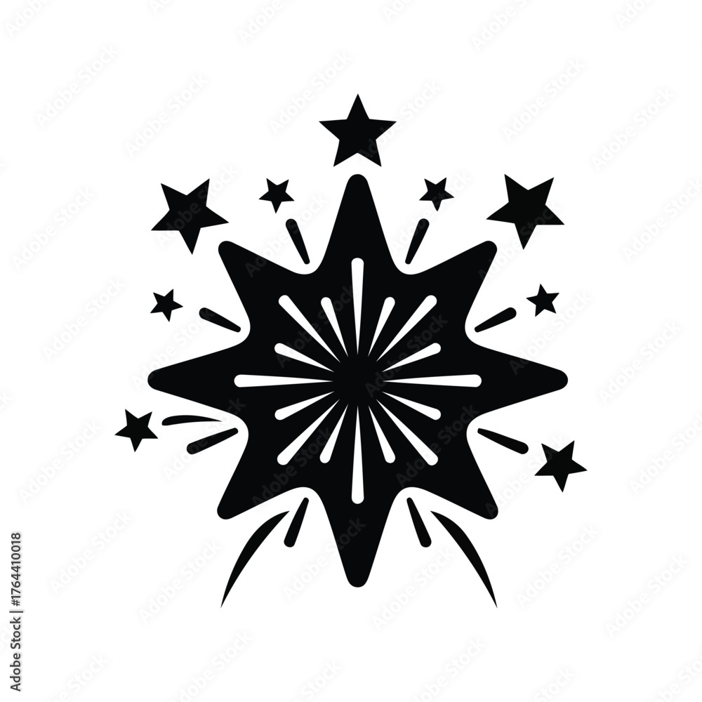 Fototapeta premium Exploding starburst firework celebration sparkle burst festive design element vector