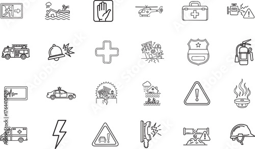 Emergency alert rescue outline vector icon