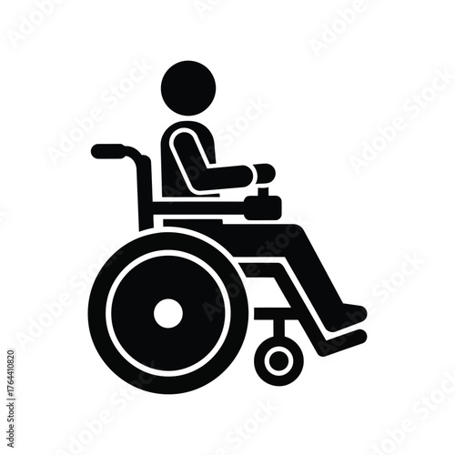 Person using electric wheelchair mobility assistance icon accessible disability symbol vector