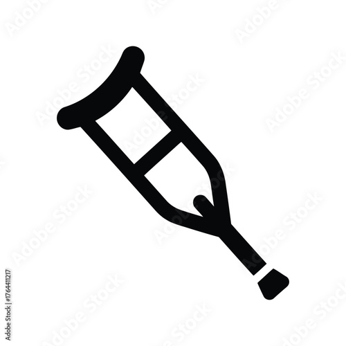 Medical crutch mobility aid icon for injury rehabilitation and healthcare concepts vector