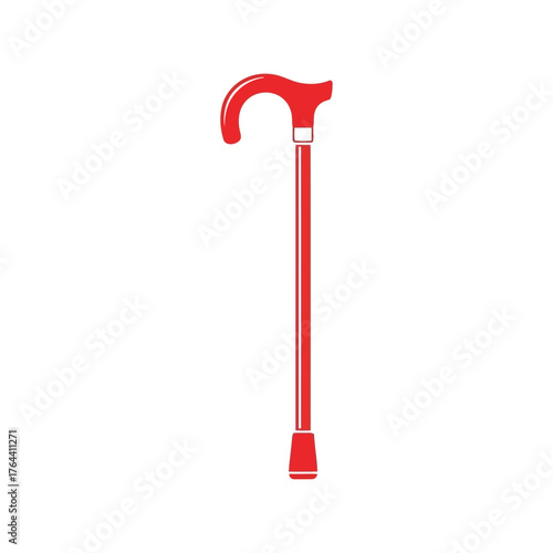 Vibrant red cane for mobility assistance stylish walking aid for support and independence vector