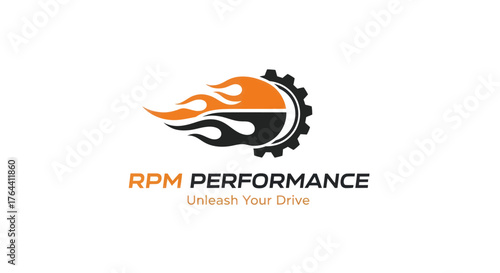 RPM Performance Logo with Flaming Gear Design.