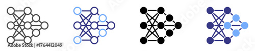 neural networks icon set multiple style
