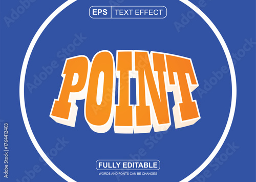 Orange POINT editable font with blue court background. Fun sporty typography