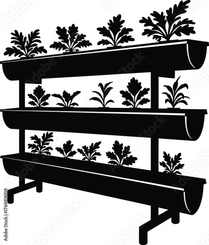 Modern vertical hydroponic farming system for growing fresh produce indoors or outdoors sustainable agriculture solution vector