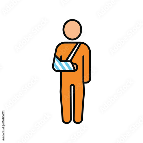 Man with arm sling injury person medical help healthcare concept icon illustration vector