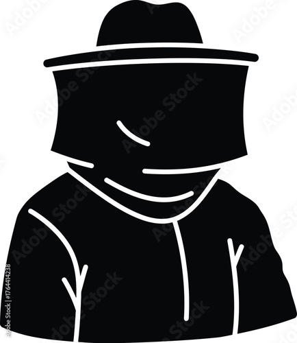 Beekeeper silhouette icon minimalist design for apiary and honey production symbol representing protection and nature vector