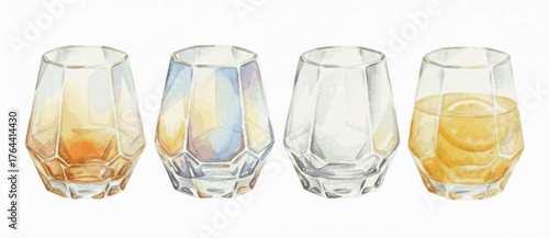 Fourfold Reflection Four Faceted Glasses isolated watercolor vector illustration svg