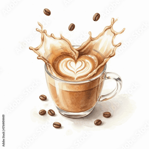Heart of the Splash Splashing Coffee Heart isolated watercolor vector illustration svg