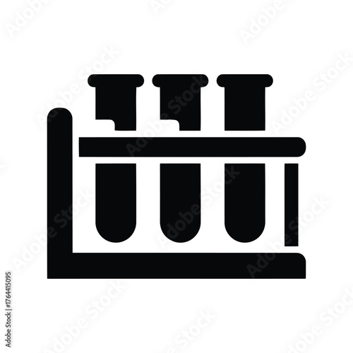 Laboratory test tubes rack scientific research medical analysis healthcare industry icon vector