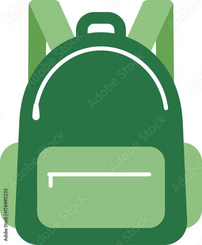 Green backpack icon for school travel and outdoor adventures vector