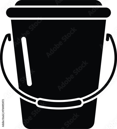 Simple silhouette of a classic bucket with a handle ideal for cleaning gardening household tasks and storage applications vector