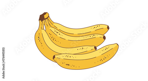 Artistic illustration featuring a vibrant bunch of ripe yellow bananas