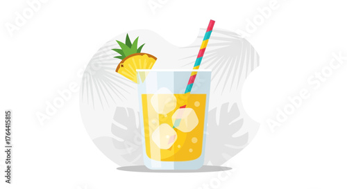 A refreshing tropical pineapple drink illustration for summer vibes scene