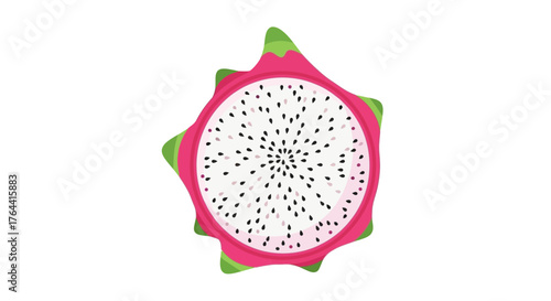 Exotic dragon fruit slice showcasing vibrant colors and tropical appeal