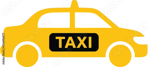 Bright yellow taxi cab icon simple flat design vector vector