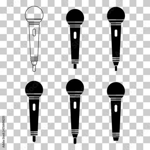 Set of Microphone icon, audio speech symbol, record concert sign, web button design .