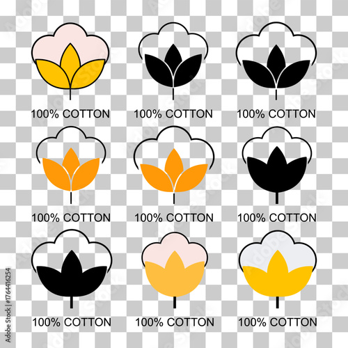 Set of Cotton organic icon, clothing symbol natural symbol, web graphic vector illustration .