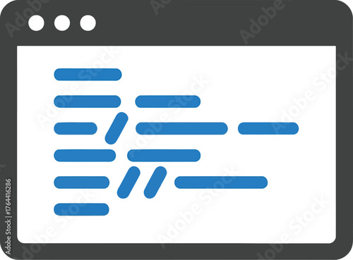 Web development coding snippet on screen browser window illustration vector