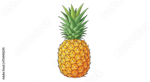 Vibrant Pineapple Illustration Depicting Tropical Fruit Isolated on White