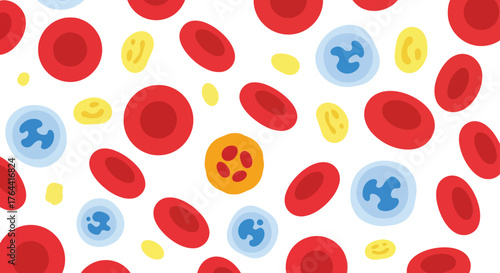 Microscopic view of red blood cells and leukocytes circulating in blood plasma medical science vector