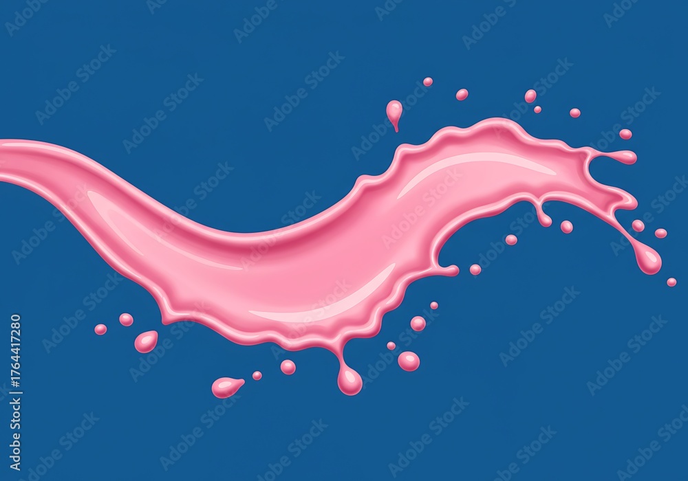 Naklejka premium Vibrant Pink Liquid Splash on a Deep Blue Background.
