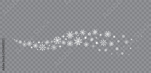 Winter snowflakes border with flakes, snow and stars