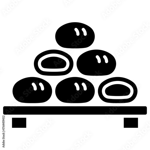 Mochi vector icon. Food and beverage icon solid style. perfect use for logo, presentation, website, and more. modern icon design glyph style