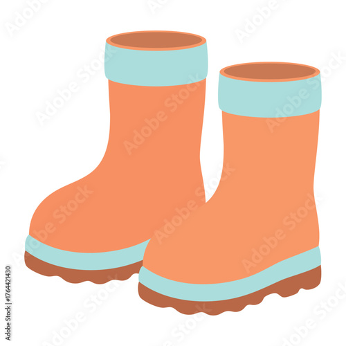 rubber boots in flat style