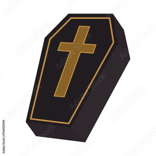 cartoon coffin in flat style