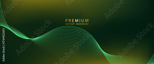 3D green lines techno abstract background overlap layer on dark space with waves effect decoration. Modern graphic design element. modern, vector, eps10