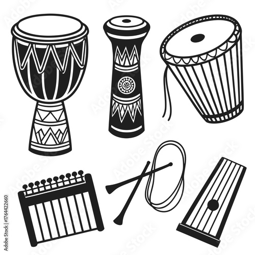 Vector art of african drums illustration