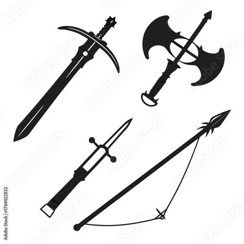 Vector art of medieval weapon collection