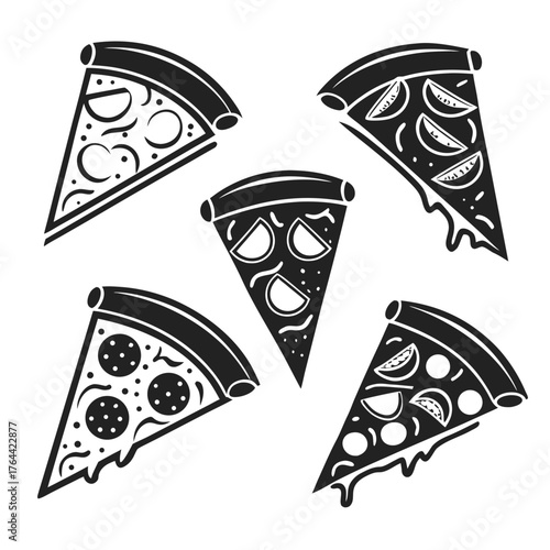 Vector art of pizza slices, top view