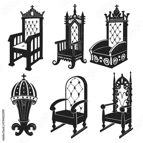 Vector art of royal throne silhouettes
