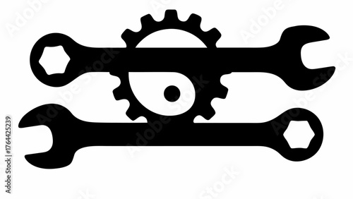 Precision engineering tools, wrenches and gears interlocking for mechanical innovation and industrial solutions.