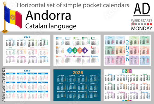 Foto Catalan horizontal Set of pocket calendars for 2026