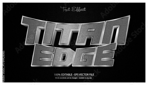 Titan Edge 3D Text Effect Editable Vector Design with Metallic Texture and Dark Background for Modern Typography Projects