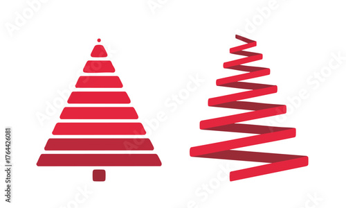Vector Red Holiday Tree Design, christmas tree, vector, illustration