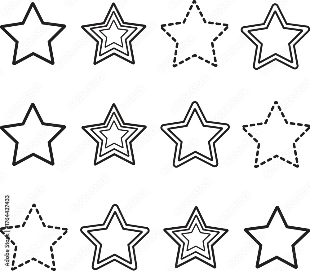 Obraz premium Star vector icons. Set of star symbols isolated.