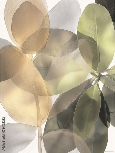 Translucent leaves in soft tones create a serene and calming natural composition in this artistic display