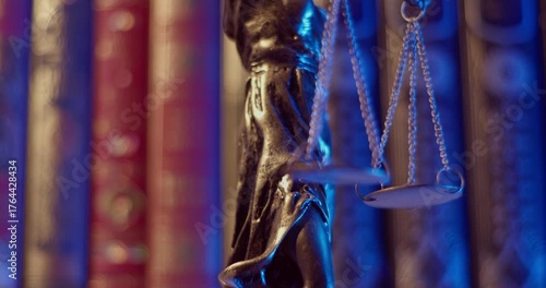  Lady Justice Bronze Sculpture with a Library Backdrop