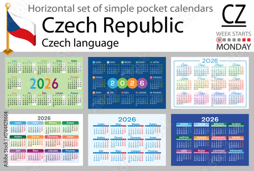 Czech horizontal Set of pocket calendars for 2026