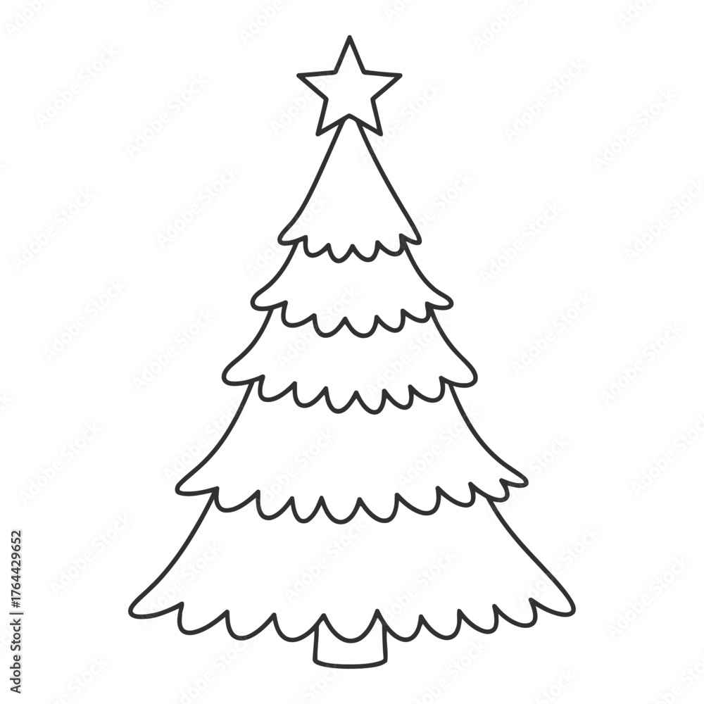 Fototapeta premium Vector art of christmas tree with star