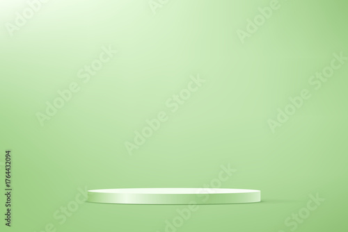 Empty Green studio room background Space for selling products, backdrop, wallpaper, background, text. Empty Room Studio with table. Vector illustration.