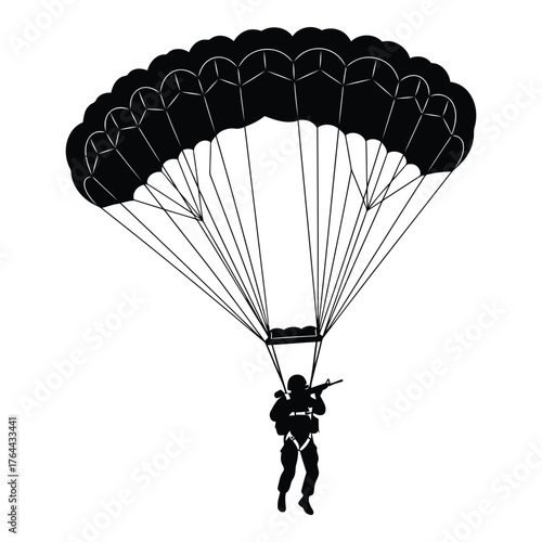 Vector art of parachutist jumping with parachute