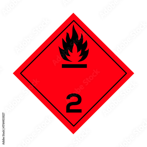 GHS Class 2 Flammable Gas Hazard Symbol. Flammable Gas Warning Pictogram. Hazardous Gas Pictogram. GHS Flammable Gas Symbol Regulatory Safety Sign Vector